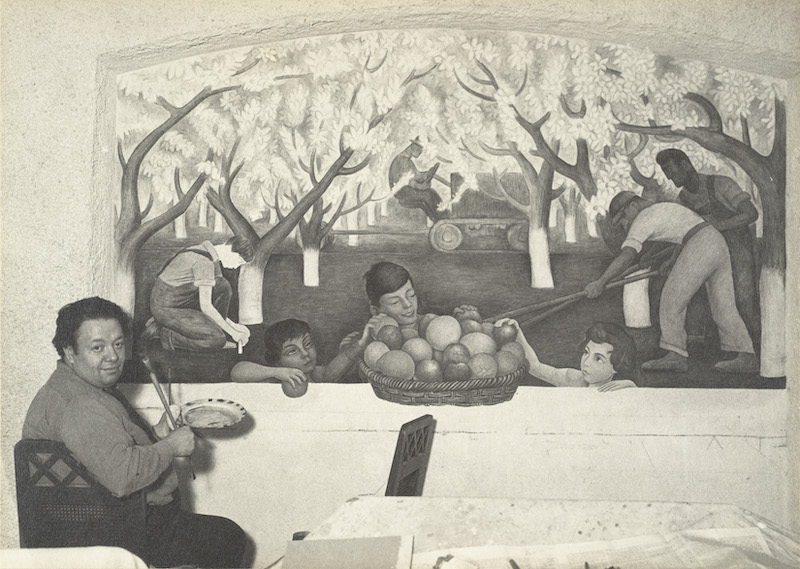 Ansel Adams, Diego Rivera Painting the Fresco “Still Life and Blossoming Almond Trees”